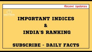 Indias Rank in Latest Indexes II Complete List II Most important [upl. by Anertak]