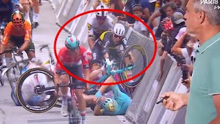 TOUR DE FRANCE 2024  quotUn tacle noncontrôléquot  la palette de la chute sur le sprint de la 13e étape [upl. by Ynnattirb]