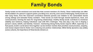 Short Paragraph on Family Bonds [upl. by Kaye]