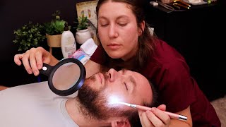 Face Mapping amp Facial Treatment  Extractions Exfoliating Massage ASMR [upl. by Einnob]