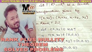 RANK PLUS NULLITY THEOREM SOLVED PROBLEMS 🔥 [upl. by Phelgen]