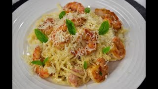 Creamy Shrimp alfredo Pasta without wine [upl. by Barden]