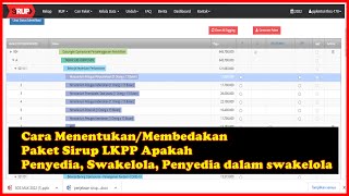 Menentukan amp Identifikasi Paket Sirup LKPP Apakah Penyedia Swakelola Penyedia dalam swakelola [upl. by Ecaroh]