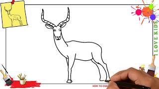 How to draw an antelope EASY step by step [upl. by Nesyaj986]