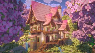 Minecraft 120  Cherry Blossom Survival House Tutorial in 6 Minutes [upl. by Eirallam360]