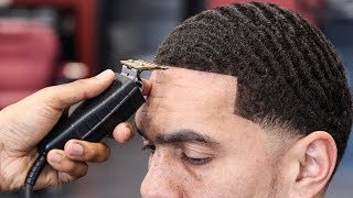 HAIRCUT TUTORIAL KLAY THOMPSON TAPER w 360 WAVES [upl. by Lissak610]