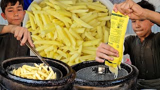 11 Years Old Kid Selling French Fries 🍟 Street Food Afghani Fries Recipe  Hardworking Afghani Boy [upl. by Yekciv73]