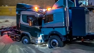 RC truck Scania got stuck Rescue ACTION with wheel loader [upl. by Werda]