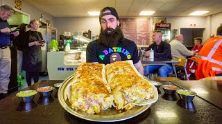 WIN THE CASH JACKPOT IF YOU CAN FINISH THIS GIANT BURRITO QUICK ENOUGH  BeardMeatsFood [upl. by Minoru]