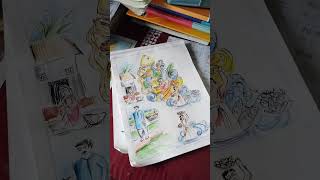 ।।Kon disame leke challa re pataria।। ।। Bangali ka drawing – mache vate bangali ।। art and craft [upl. by Ailehs500]