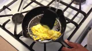 Cooking Scrambled Eggs on Cast Iron HD [upl. by Dietrich]