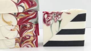 Soapmaking Diagonal sliced Striped Soap with Swirls [upl. by Misak342]