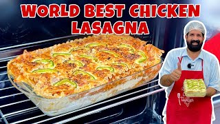 Classic Chicken Lasagna  Lasagna With White Sauce  10 Minutes Lasagna Recipe in Oven  BaBa Food [upl. by Artekal]