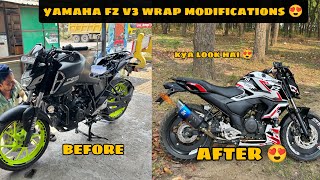 Finally bike wrap kar di  FULL BEND PIPE EXHAUST fzv3 fz fz25bs6 [upl. by Anaj685]