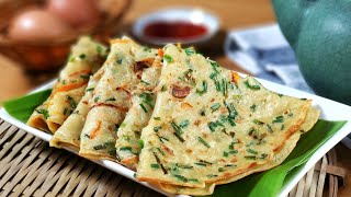 Traditional Chives Chinese Pancake  Savory Crepe🧡 古早味煎韭菜麵粉糕 My Lovely Recipes [upl. by Sabec]