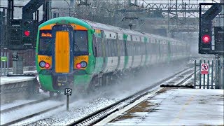 Snowy Day at Milton Keynes Central WCML quotBeast From The Eastquot  010318 [upl. by Martell]