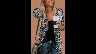 Women Lightweight Cardigan Leopard Printed Button Down Cardigans Shirt W Pockets [upl. by Accebor]