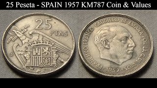 25 Pesetas  SPAIN 1957 KM787 Coin amp Values [upl. by Seltzer]