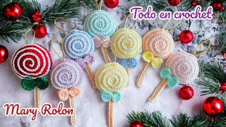 🍭🎅🏻 quotComo hacer adornos navideños 🍭 en casaquot el patrón a crochet mas fácil 2023 [upl. by Laefar]