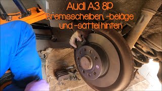 Audi A3 8P Bremsscheiben beläge und sattel hinten erneuern [upl. by Airamak952]