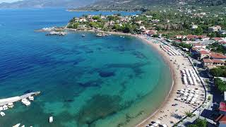 Stoupa Greece and Kalogria beach Tour in HD Drone Video [upl. by Bean]