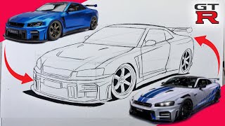 COMO DIBUJAR EL NUEVO NISSAN SKYLINE R36 [upl. by Robyn]