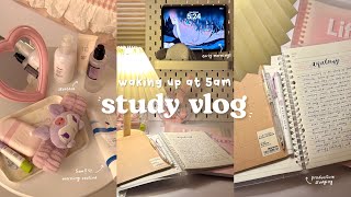 5am study vlog 🍵📔 5am morning routine cafe study lots of studying hauls and more [upl. by Annayak]