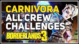 All Crew Challenges Carnivora Borderlands 3 [upl. by Nyrual940]