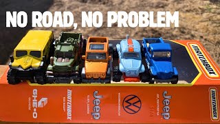 Unboxing Matchbox Cars 5 Pack No Road No Problem Diecast Cars  Jeep Willy Volkswagen Beetle 4X4 [upl. by Rand]