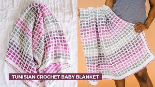 Tunisian Crochet Baby Blanket for BEGINNERS  Ombre Crochet Afghan Tutorial Mulberry Afghan [upl. by Katharyn419]