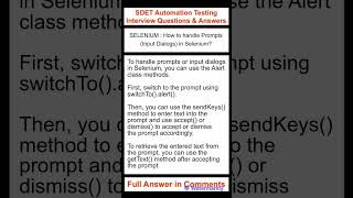 SELENIUM  How do I handle prompts input dialogs in Selenium [upl. by Oelgnaed657]