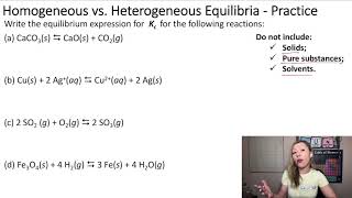 Equilibrium Expression for Homogeneous vs Heterogeneous Equilibria [upl. by Gunnar47]