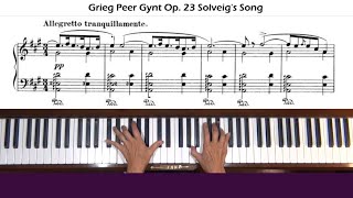 Grieg Peer Gynt Op 23 Solveigs Song Piano Tutorial [upl. by Damalas]