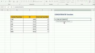 Excel functions  Concatenate Function [upl. by Zildjian]