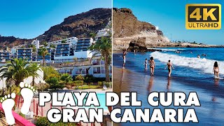 PLAYA DEL CURA Gran Canaria Spain 🇪🇸  Beach Walking Tour 🏖️🚶  4K UHD [upl. by Eelanna]