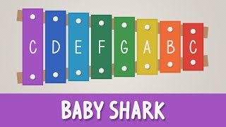 How to play Baby Shark on a Xylophone  Easy Songs  Tutorial [upl. by Yong]