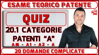 QUIZ  CATEGORIE PATENTI  AM A1 A2 A [upl. by Firehs]