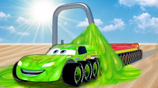 Long amp Short Slime Lightning McQueen amp Miss Fritter amp Pixar Cars vs Thomas the Train  BeamNGDrive [upl. by Erek]