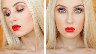 Copper Sparkle  Flirty Red Lips Makeup Tutorial  Lauren Curtis [upl. by Alled982]