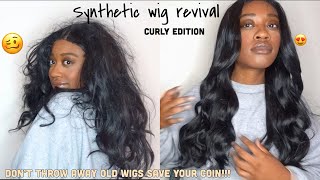 How To ReviveSlay Synthetic Wig  Restore Old Wigs  curly edition [upl. by Lindholm]