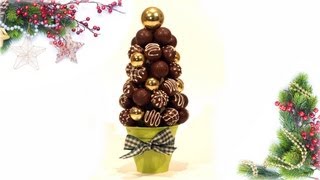 Arbolito de navidad con bombones o cakepops  DIY  Christmas tree with candy or cakepops [upl. by Annaiel]