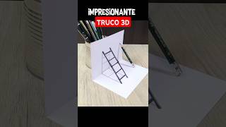 Dibujos 3D 👉 Como Dibujar una ESCALERA en 3D shorts [upl. by Akcinehs738]