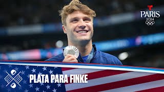 Estadounidense Robert Finke gana plata en 800 metros libre  Juegos Olímpicos París 2024 [upl. by Enyehc]