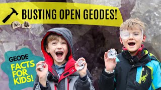 BUSTING OPEN GEODES  Geode Facts for Kids [upl. by Peregrine178]