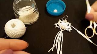 Мастер класc  серьги фриволите Needle tatting earrings Frivolite Occhi [upl. by Gromme]