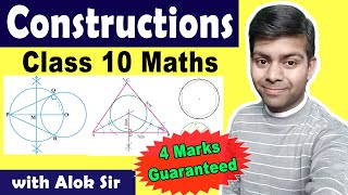 Constructions Class 10 Maths  Tangents to a circle Circumcircle Incircle Hexagon  Boards 2020 [upl. by Neleb]