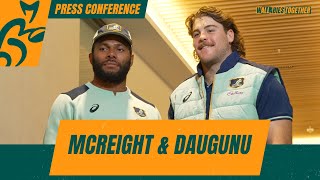 Fraser McReight and Filipo Daugunu  Press Conference  Wallabies [upl. by Raeann]