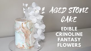 WOW How to make an AGED STONE CAKE  Edible Crinoline FANTASY FLOWERS  MODERN FONDANT TECHNIQUES [upl. by Ahsemrac]