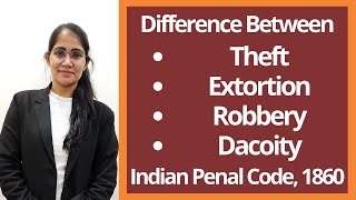 Difference between Theft Robbery Extortion and Dacoity  Indian Penal Code IPC [upl. by Madai183]