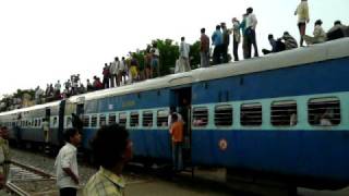 Indian Train  Crazy train full of people on the roof [upl. by Linnea]